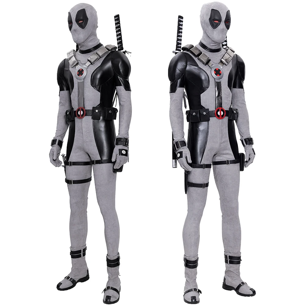 

Dead Soldier Wade Wilson Cosplay DP Costume Halloween Masquerade Fancy Armor Jumpsuit Grey Battle Outfit