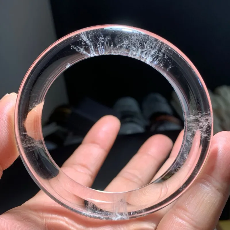 

Браслет из натурального белого кристалла, браслет из круглых кристаллов, радужный элемент, чисто белый кристалл.