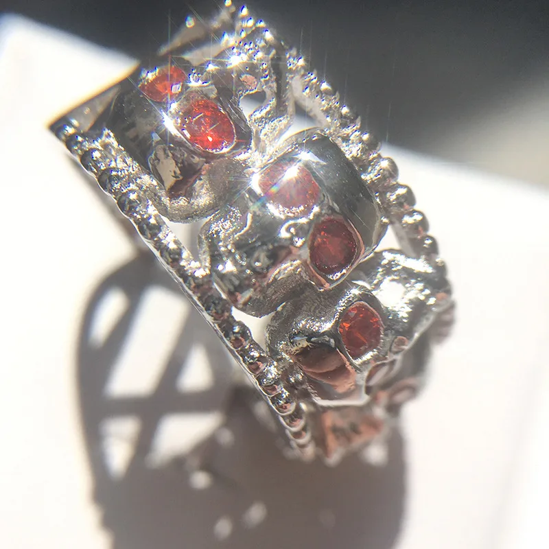 Punk White Gold Ghost Skull Skeleton Hand CZ Ring Women Punk Style Motor Biker Men Ring New Skull Silver Color Jewelry - Image 4