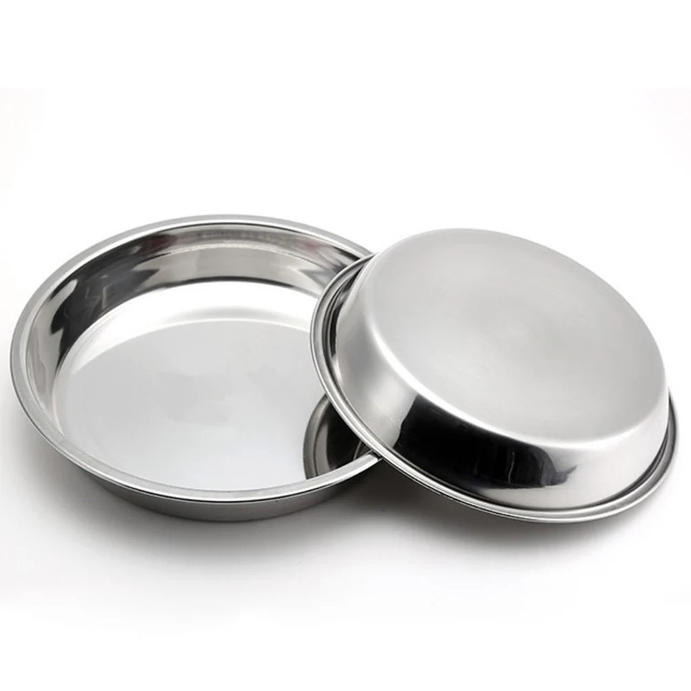 

Stainless Steel Flat Round Plate 24Cm Silver Portable Dish Fruit Cake Baking Pan Camp Kitchen Accessory Premium Quality