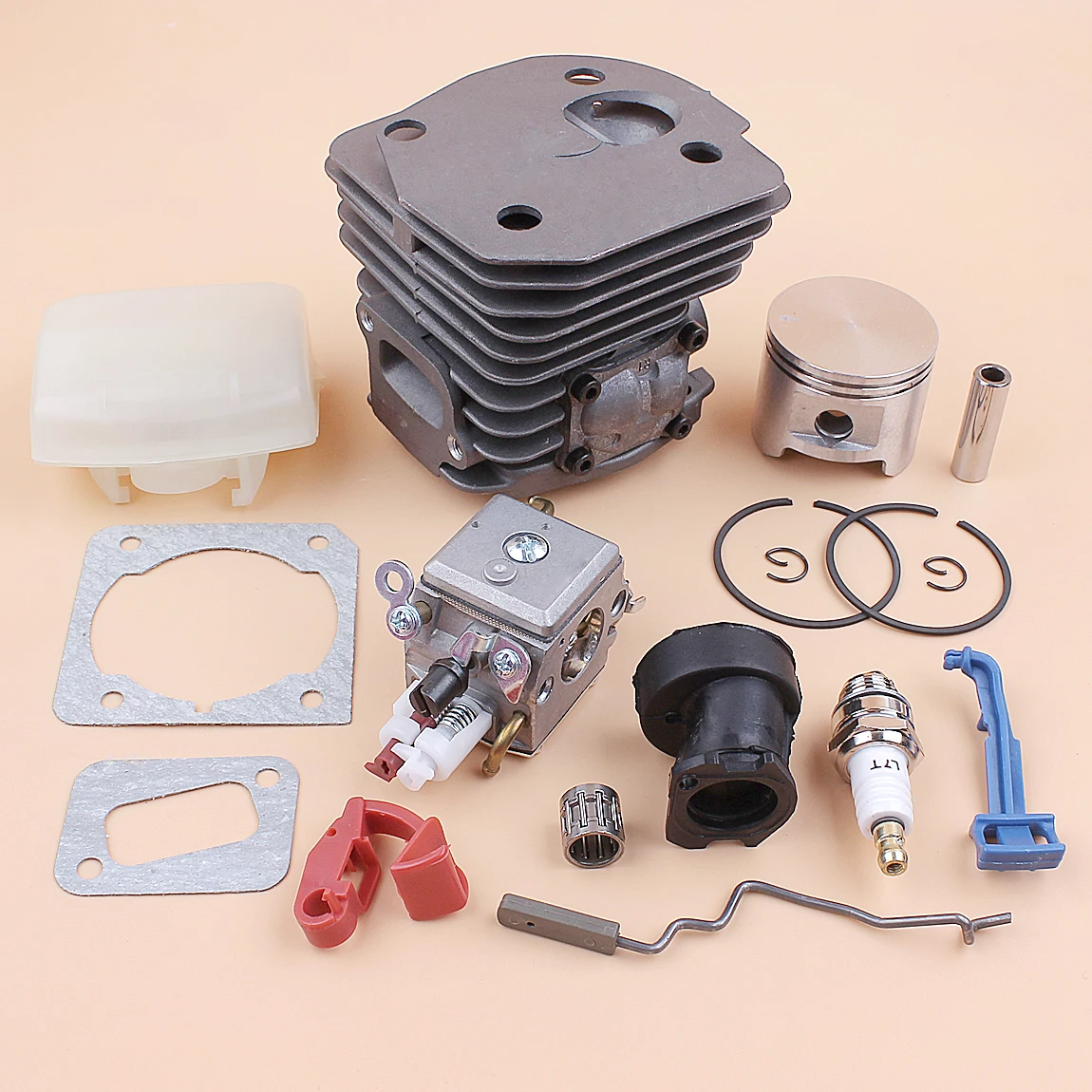45mm Cylinder Piston Carburetor Air Filter Kit For HUSQVARNA 353 351 350 346 346XP 345 340 Chainsaw and Intake Manifold Gasket