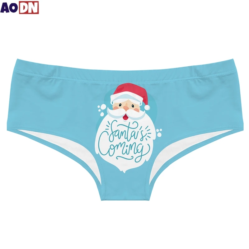 Copo de nieve, alce, ciervo, árbol de Navidad, estampado, pantalones en T para mujer, dibujos animados de Papá Noel, calzoncillos femeninos, cintura elástica, bragas para mujer