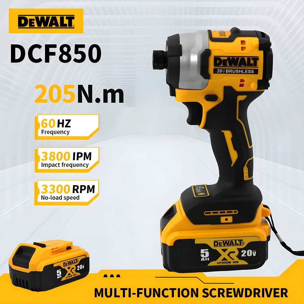 DeWalt Brushless 20V Lithium Electric Screwdriver Electric Drill Woodworking Screwdriver Impact Drill Adjustable Speed Dcf850