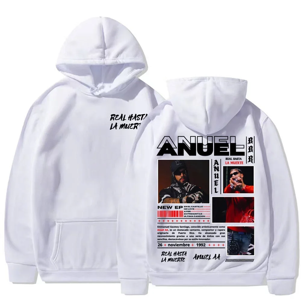 مغني الراب Anuel AA Real Hasta La Muerte نمط مطبوعة هوديي الخريف/الشتاء جديد الرجال المألوف الهيب هوب هوديي غير رسمي