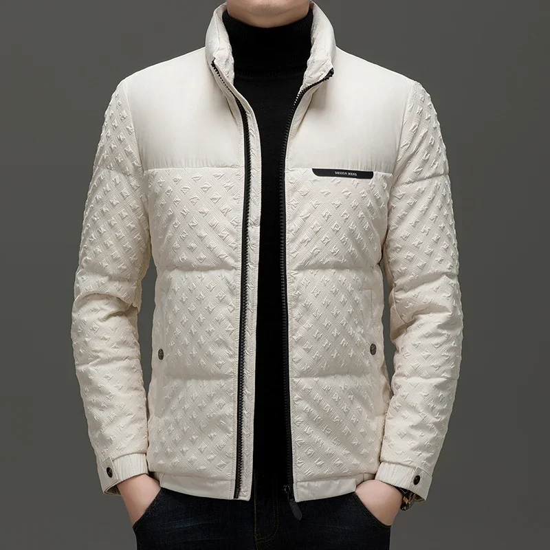 Thickened Stand-up collar Duck Down Jacket short warm Coat Winter New Men's Trendy Down Jacket