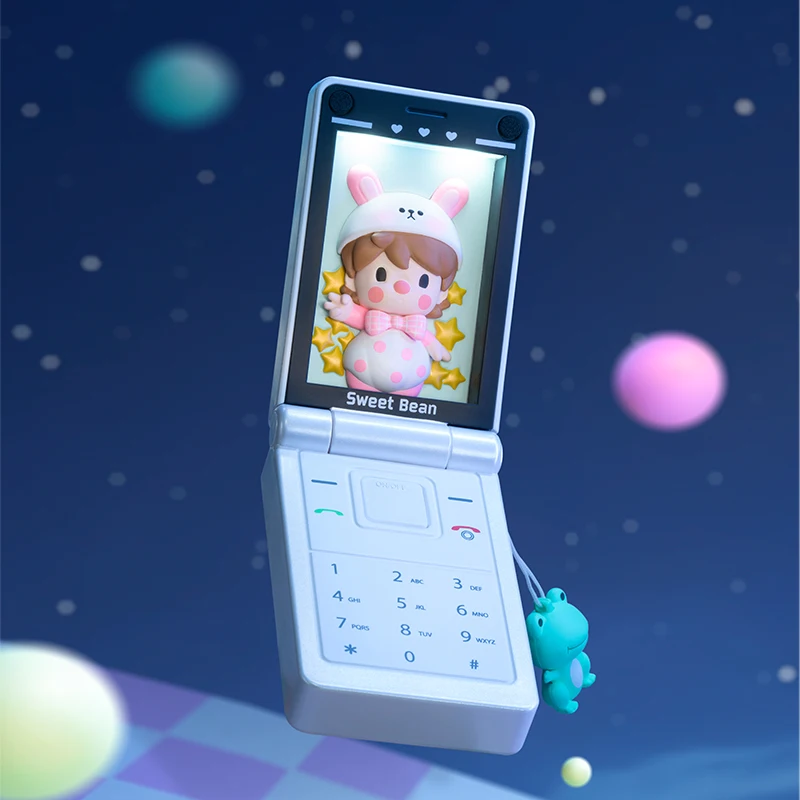 POP MART Sweet Bean Pearl White Flip Phone 100% Figure Cute Toy Action Figurine