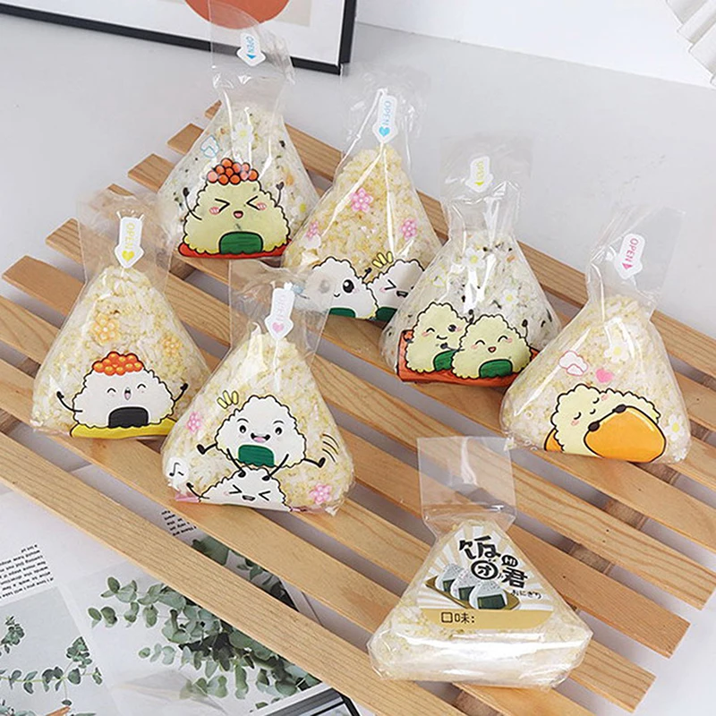 100Pcs Lovely Cartoon Triangle sacchetto di imballaggio della palla di riso alghe Onigiri Sushi Making Mold Tools accessori Bento