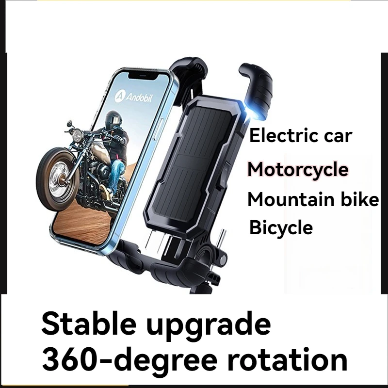 Shockproof Motorcycle Phone Stand, Shockproof Navigation Stand, Vista de 360 graus, bicicleta elétrica, Mountain Bike