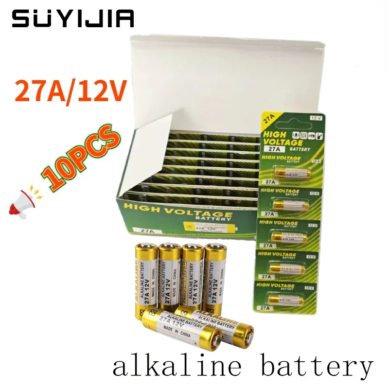 10 Pieces of 27A/12V Alkaline Disposable Batteries Suitable for Garage Rolling Door Remote Control Chandelier Universal Battery