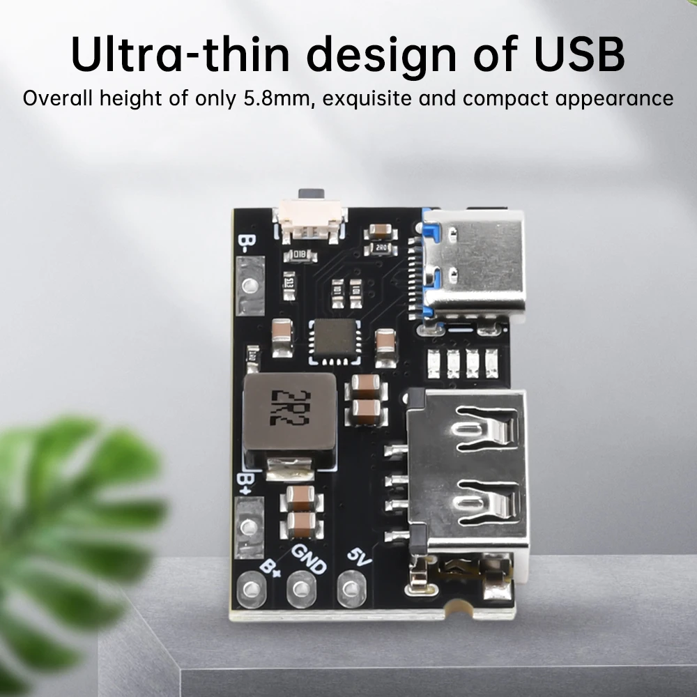 1/3/5 pçs 2.4a módulo de potência conversor de impulso placa de proteção de carregamento de bateria de lítio display led para carregador diy tipo-c usb 5v