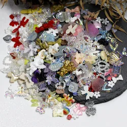 100Pcs Bulk Nail Charms Kawaii Multi-Shapes Mixed Resin Nail Charms Cute 3D Nail DIY Slimes Crafts For Nail Art Decorations Gems