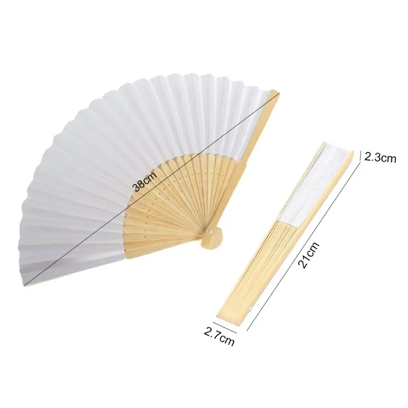 1-50pcs DIY Paper Bamboo Folding Fan Adults Children\'s Calligraphy Painting Practice Blank White Folding Fan Wedding Gifts