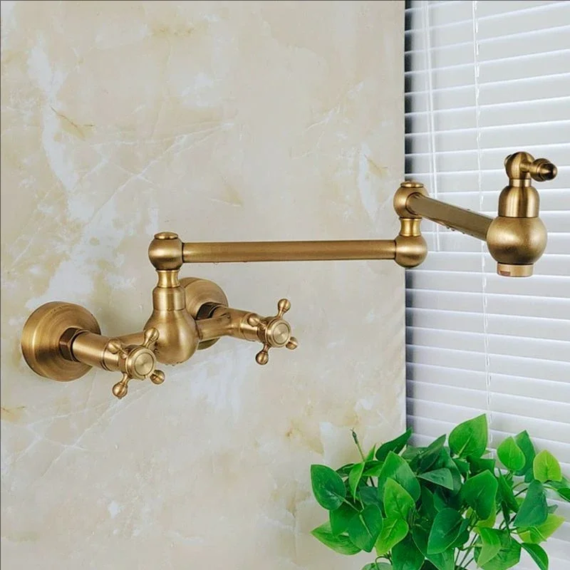 Antique Kitchen Foldable Faucet Wall Mounted Bathroom Basin Faucet hot and cold Water Tap Rotate Folding Spout Vanity Sink Crane
