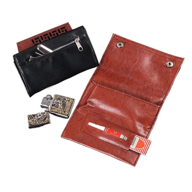 

1Pc Leather Tobacco Herb Pouch Bag Wallet Case for Smoking Pipe and Cigarette Rolling Papers Storage