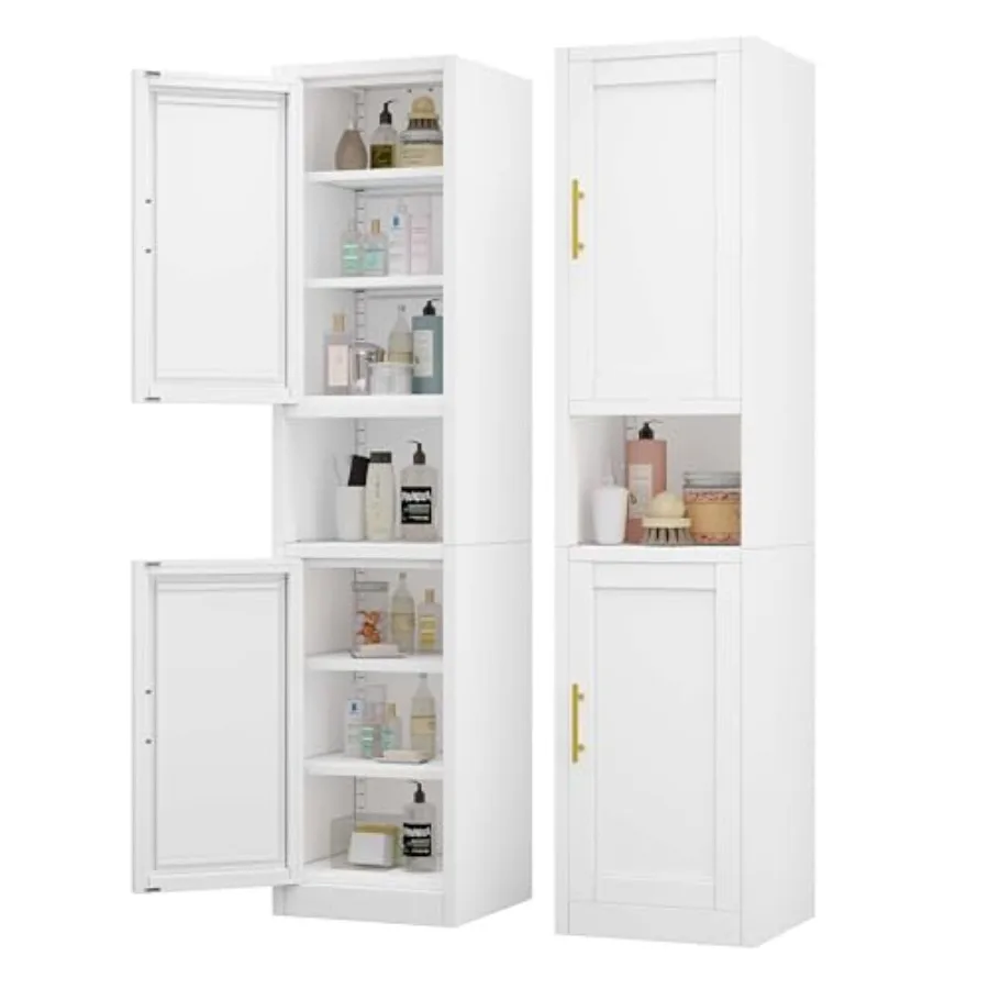 

67 Tall Narrow Metal Bathroom Cabinet with 2 Doors 4 Adjustable Shelves for Kitchen Dining Room Living Room and Bathroom Storag
