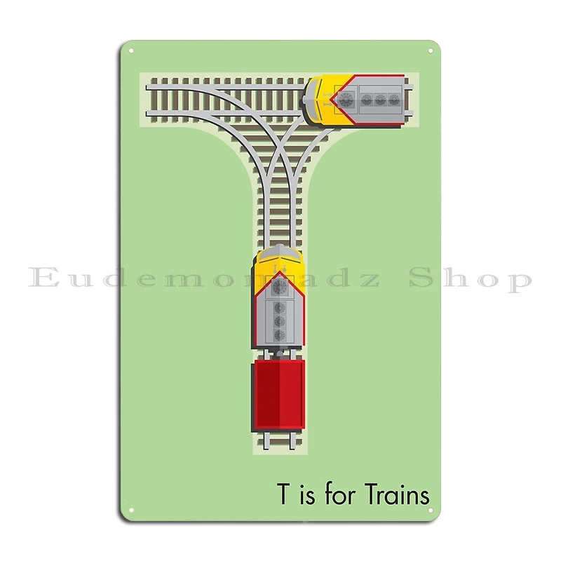 t is for train Metal Sign Plaques Classic Designing Customized Printing Club Tin Sign Poster