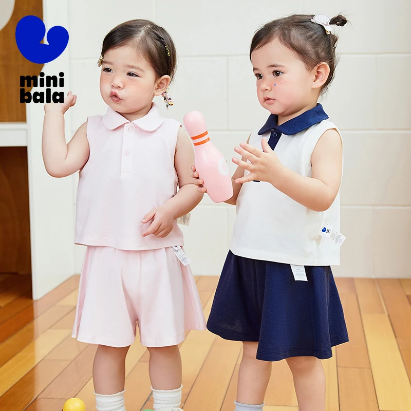 Mini Bala – robe Polo sans manches, ensemble short et haut pour enfants, léger, respirant, Cool, antibactérien, pour les jeux d'été