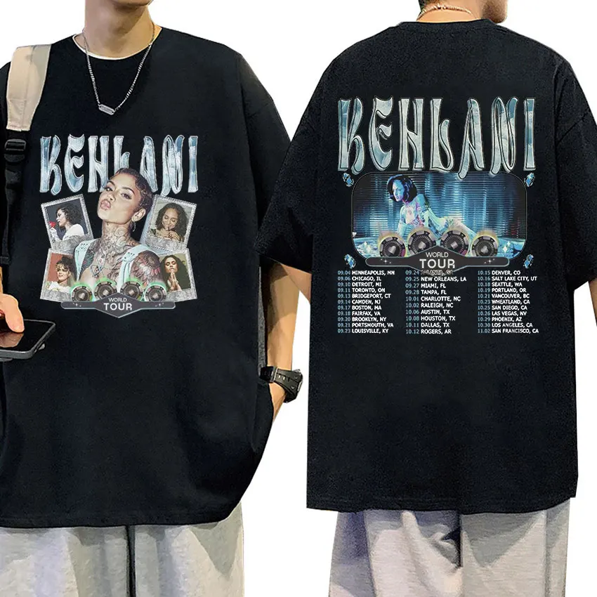 Singer Kehlani Crash 2024 World Tour T Shirts Men Women Vintage Harajuku Fashion T-shirt 100% Cotton Oversized Tshirt Streetwear