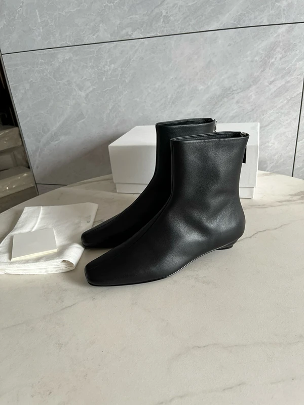 Withered 2024 jesienne minimalistyczne botki w stylu retro damskie kwadratowe Toe Chelsea Boots modne damskie eleganckie prawdziwej skóry