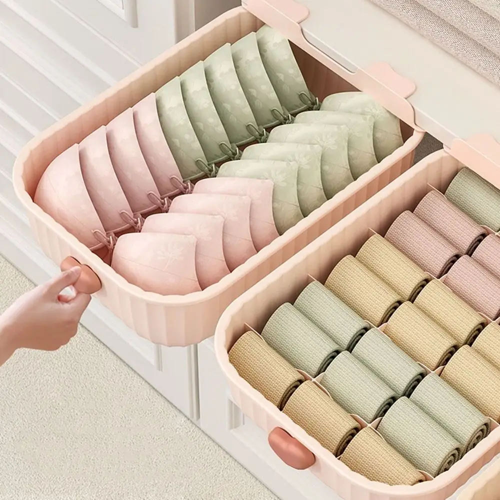 10/15 Grids Underwear Storage Box Plastic Large Capacity Socks Organizers Dust-proof Space Saving Lingerie Storage Bins