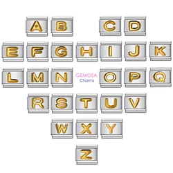 Bracelet à breloques en acier inoxydable pour femme, 26 lettres anglaises et italiennes, convient à 9mm, bijoux exécutifs, nouvelle mode, 2024