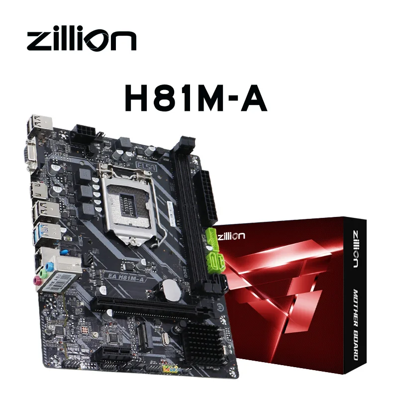 Zillion H81 ATX Motherboard LGA 1150 Support Intel Core Celero 4/5 Gen CPU i3/i5/i7 Dual Channel DDR3 SATA3.0 Gaming PC New