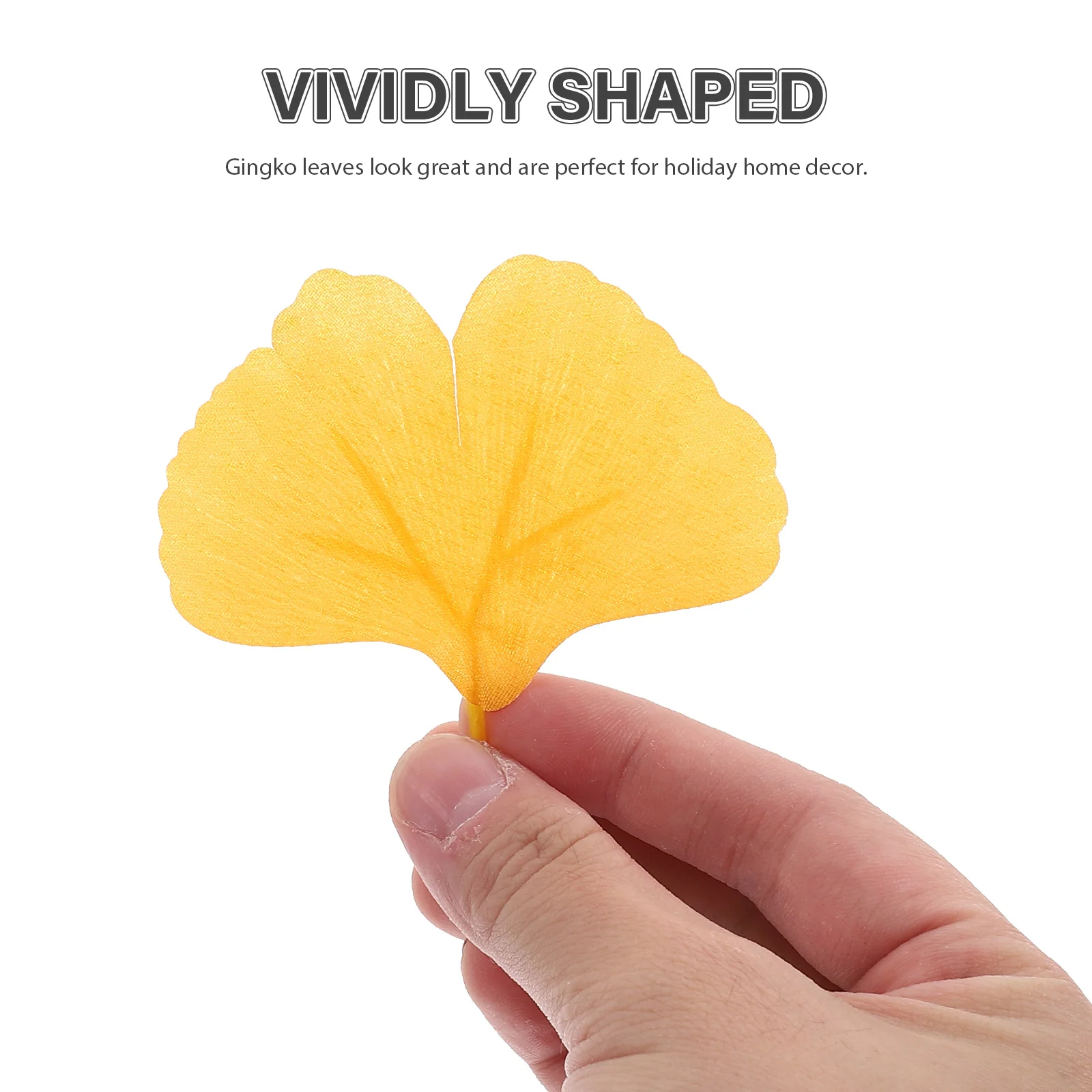 100 Pcs Yellow Artificial Vine Morning Glory Faux Ginkgo Leaves Decoration Fake Decorative Leaf Silk Flower Reception Table