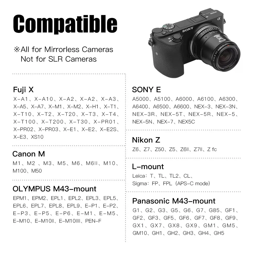 TTArtisan 17mm F1.4 35mm F1.4 50mm F1.2 APS-C Manual Focus Portrait Photography Lens for Sony E Fuji X Canon M RF M43 Nikon Z L