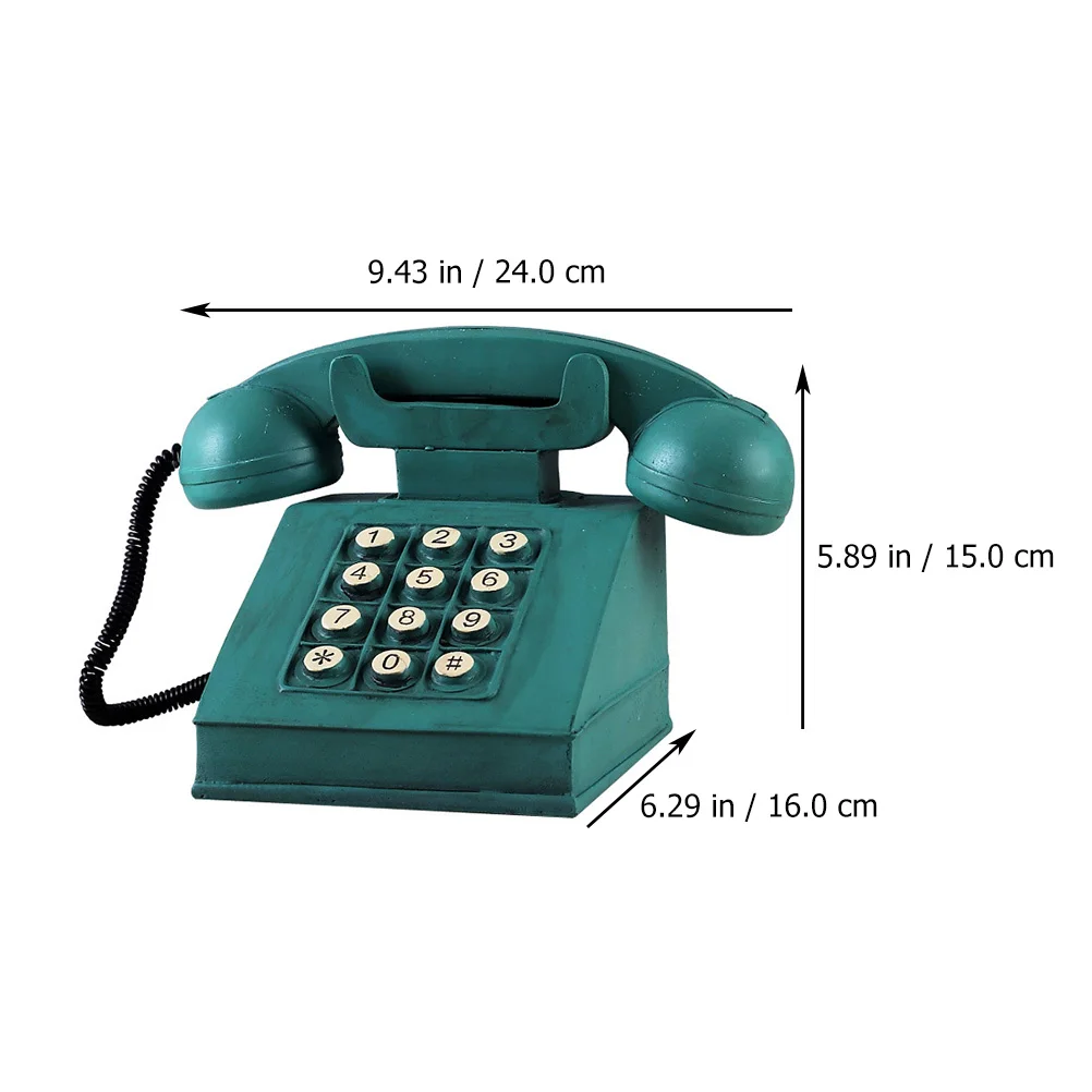 

1Pcs Retro Telephone Piggy Bank Green Resin Saving Pot Creative Home Decoration Vintage Telephone Saving Jar Household