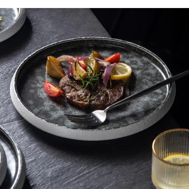 

Круглые керамические плоские тарелки для стейков, пасты, десертов, закусок, суши, специализированная посуда для ресторанов