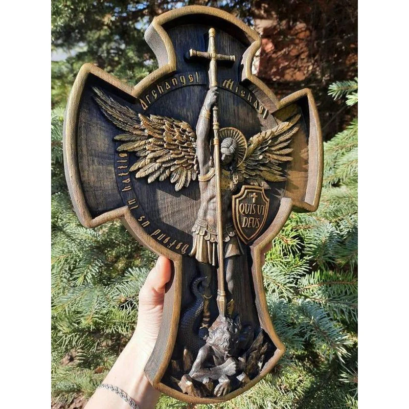 Battle Angel Sculpture Resin Angel Statue The Great Protector Saint Michael Archangel Figurines Collectible Home Ornaments