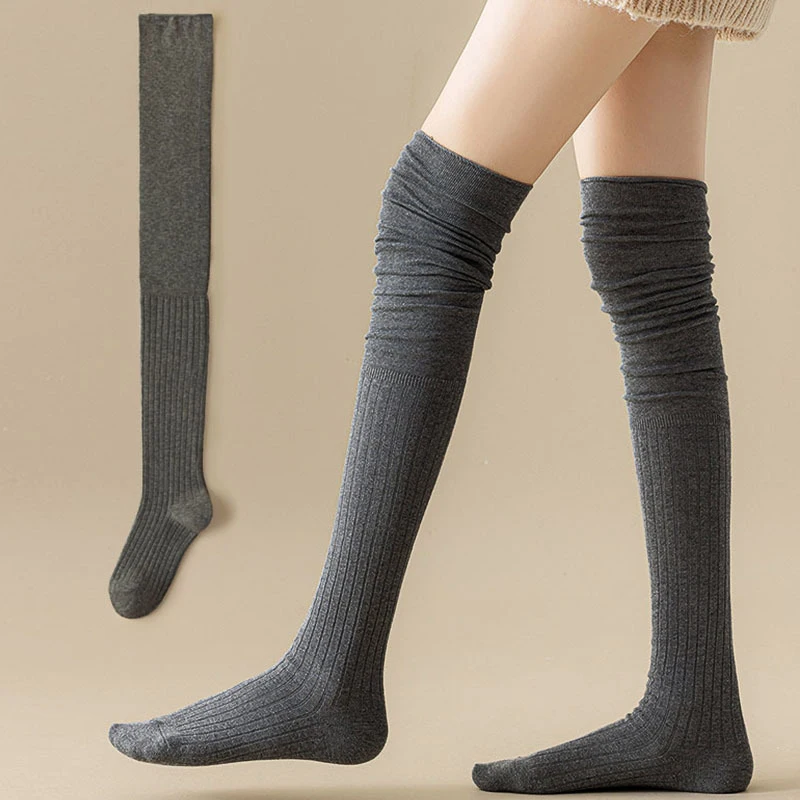 1/4 Paar Damen-Socken, einfarbig, gestreift, kniehohe Stiefel, hohe Elastizität, atmungsaktiv, Komfort, ganzjährig, lässig, lange Socken – Detail 10