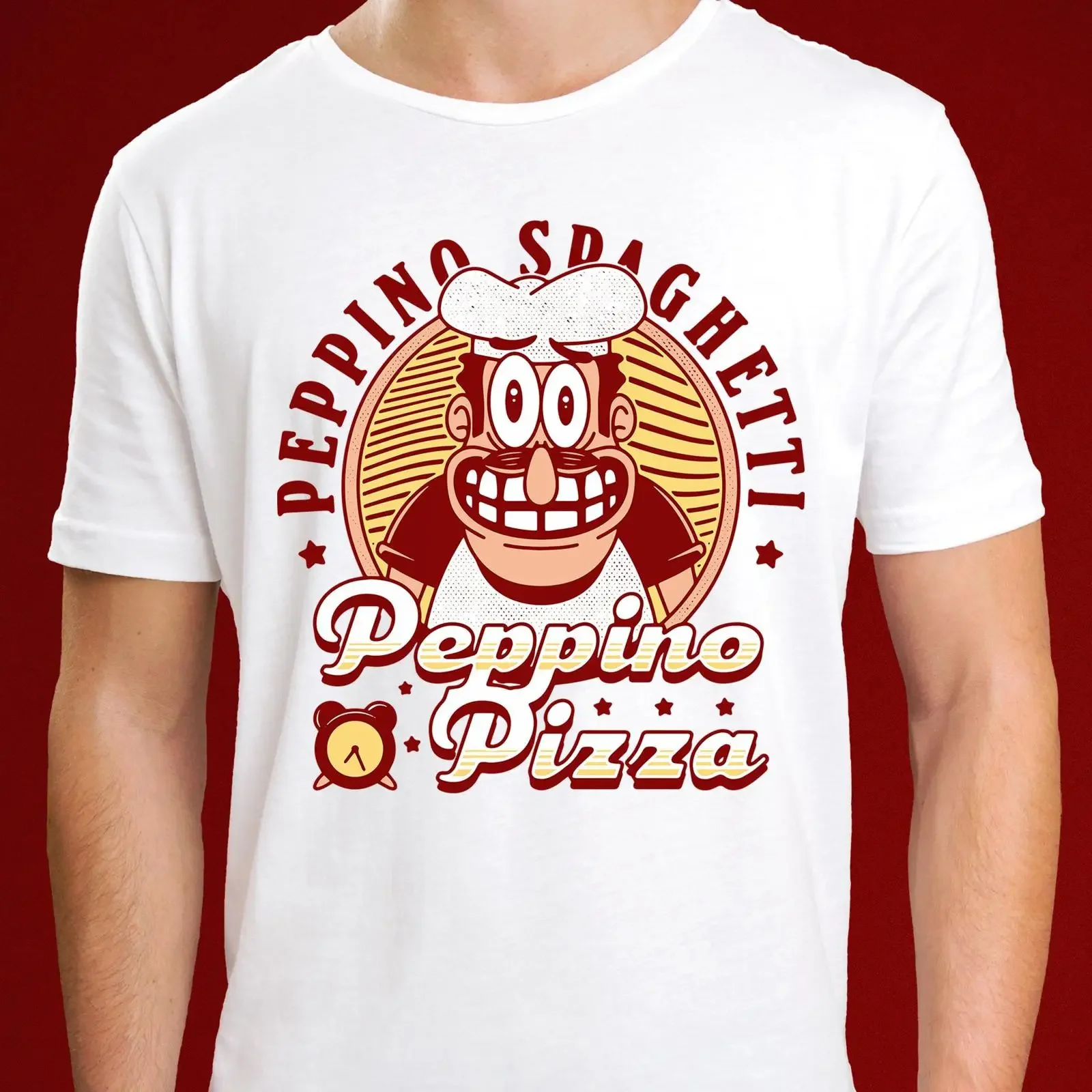 Peppino Pizza Emblem T Shirt Tower Game Gaming Spaghetti Pizzaface Italian Food  vintage Washed Unisex Stretched graphic