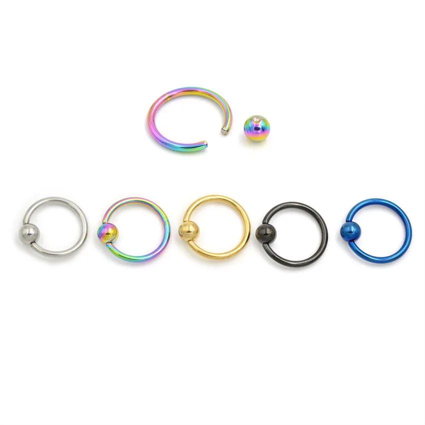 1 Pc Surgical Steel Ball Hoop Earrings Captive Bead Ring BCR Ear Bone Nail Clip Septum Helix Cartilage Body Piercing Jewelry