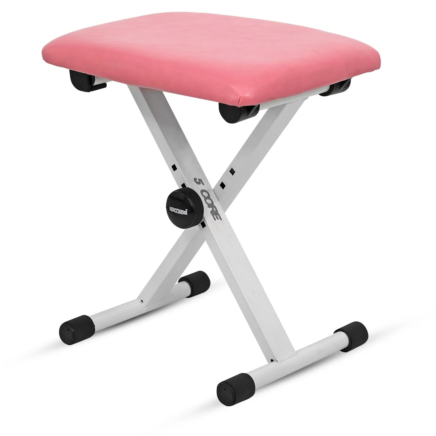 

5 Core Keyboard Bench 2" Padded Cushioned Piano Stool Height Adjustable Guitar Seat Folding Portable - KBB 02 PNK
