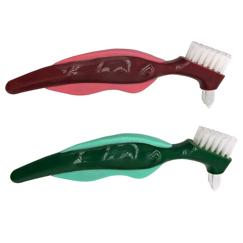 

10 Pcs Premium Hard Denture Brush Toothbrush, Cleaning Brush,Multi-Layered Bristles &Portable Denture Double Sided Brush