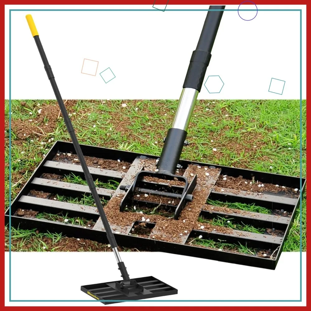 

Heavy Duty Lawn Leveling Rake 17x10 Inch with Adjustable Handle for Soil, Sand, Gravel - Garden Tool