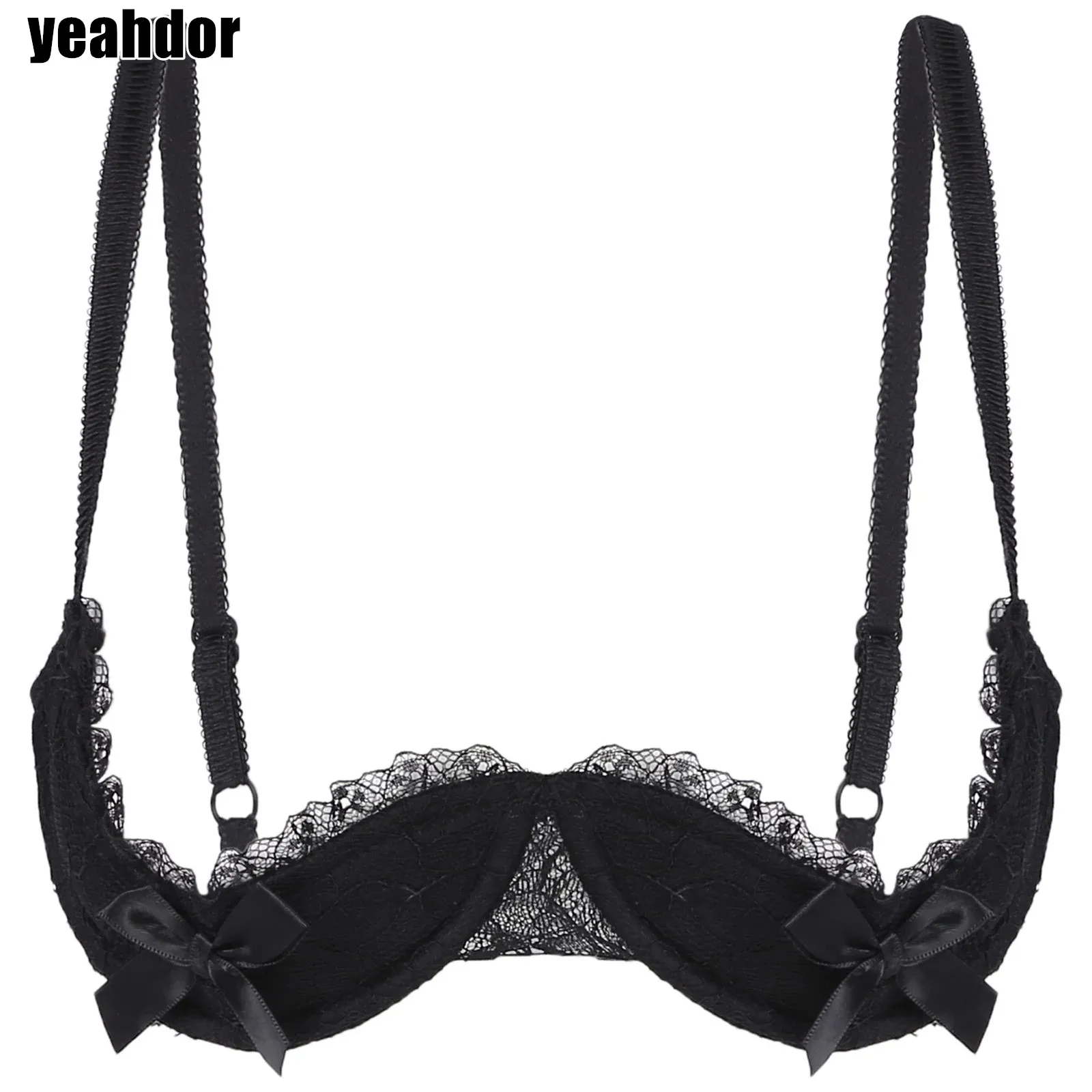 

Womens Sexy Half Cup Bra Open Cups Bra Padded Underwired Female Adjustable Straps Brassiere Lingerie Underwear Nightclub Bra Top