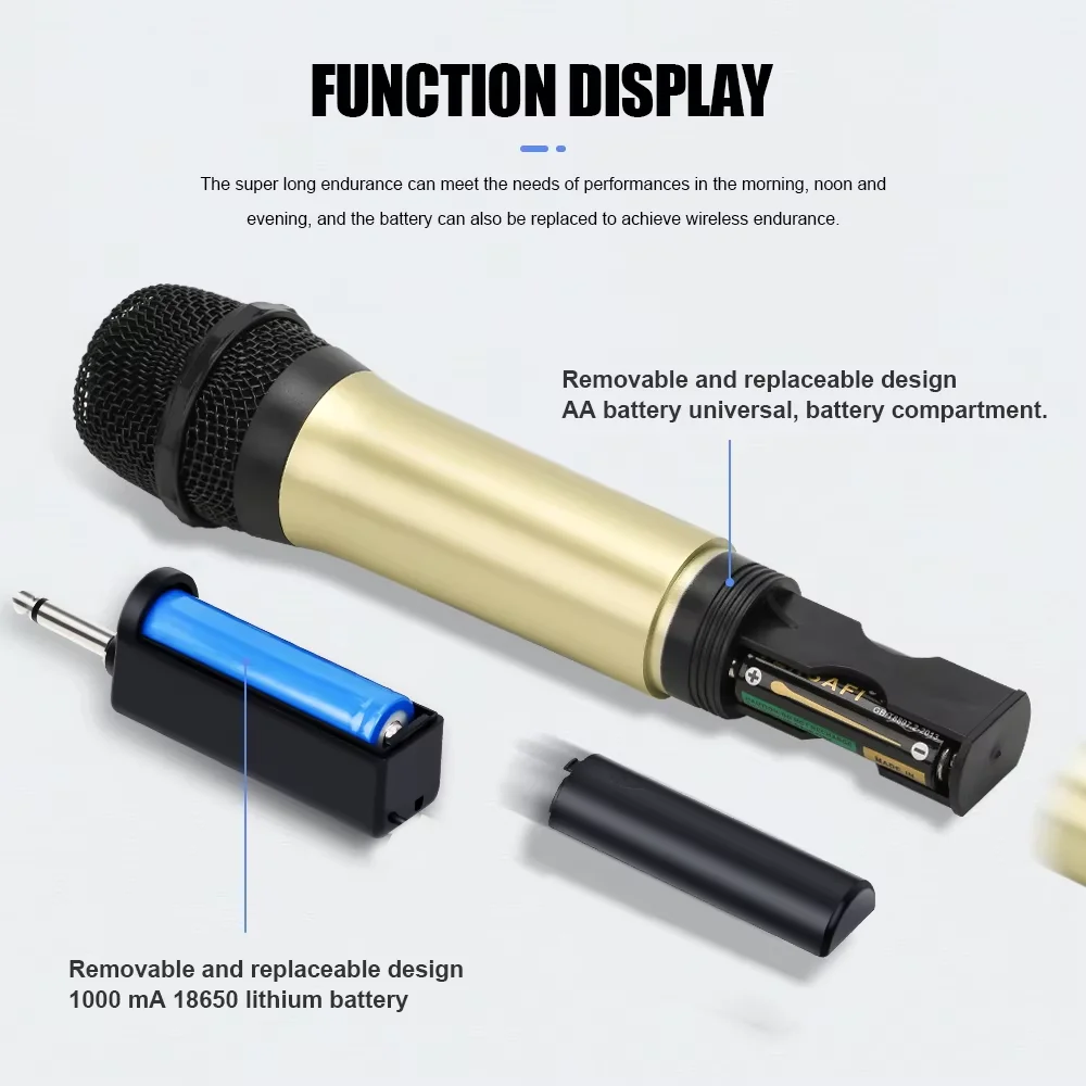 Wireless Microphone Dynamic Microphone Handheld Microphone 2 Channels UHF Fixed Frequency Mic For Karaoke Wedding Party Club