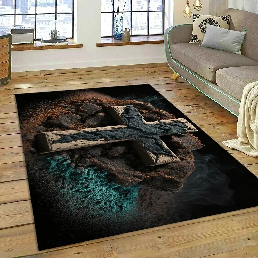 3D Pray Holy Bible Cross Jesus Carpet Rug for Bedroom Living Room Home Sofa Decoration Children Game Large Decor Floor Mat