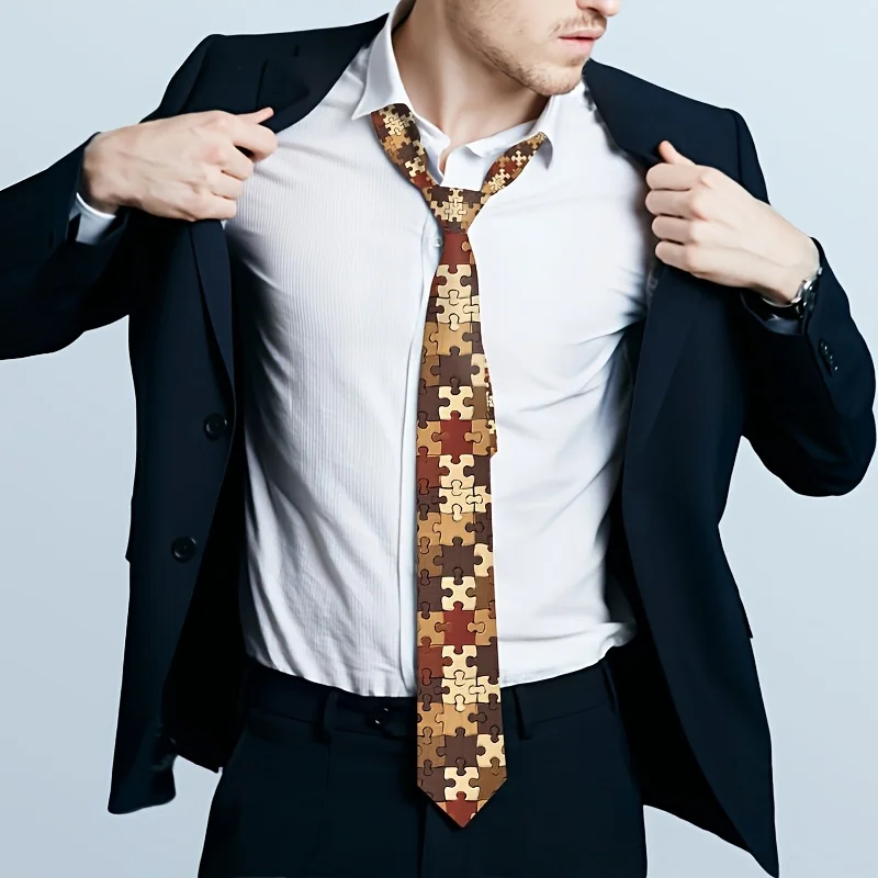 1pc Video Game Theme Necktie for Men Gamer Shirt Collar Accessory with Controller/Character Prints Machine Washable