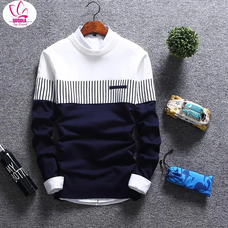 

SUSOLA New Korean Trend Pullover Sweater Jumper Men Knit Pullover Coat Long Sleeve Sweater Lady New