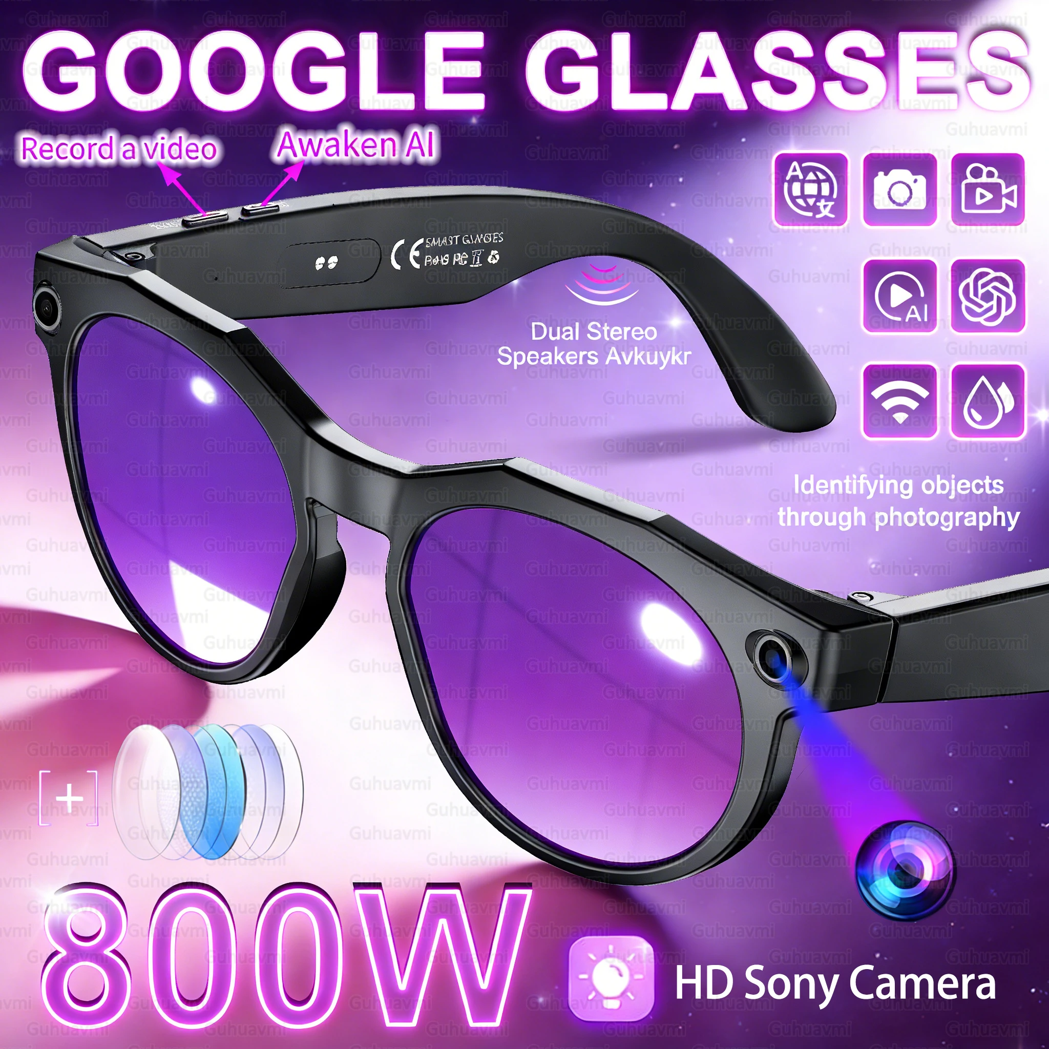 

2026 New Smart AI Glasses 800W Pixel HD Camera 1080P Video Recording ChatGPT Translation 4GB RAM Music Video Sunglasses MenWomen
