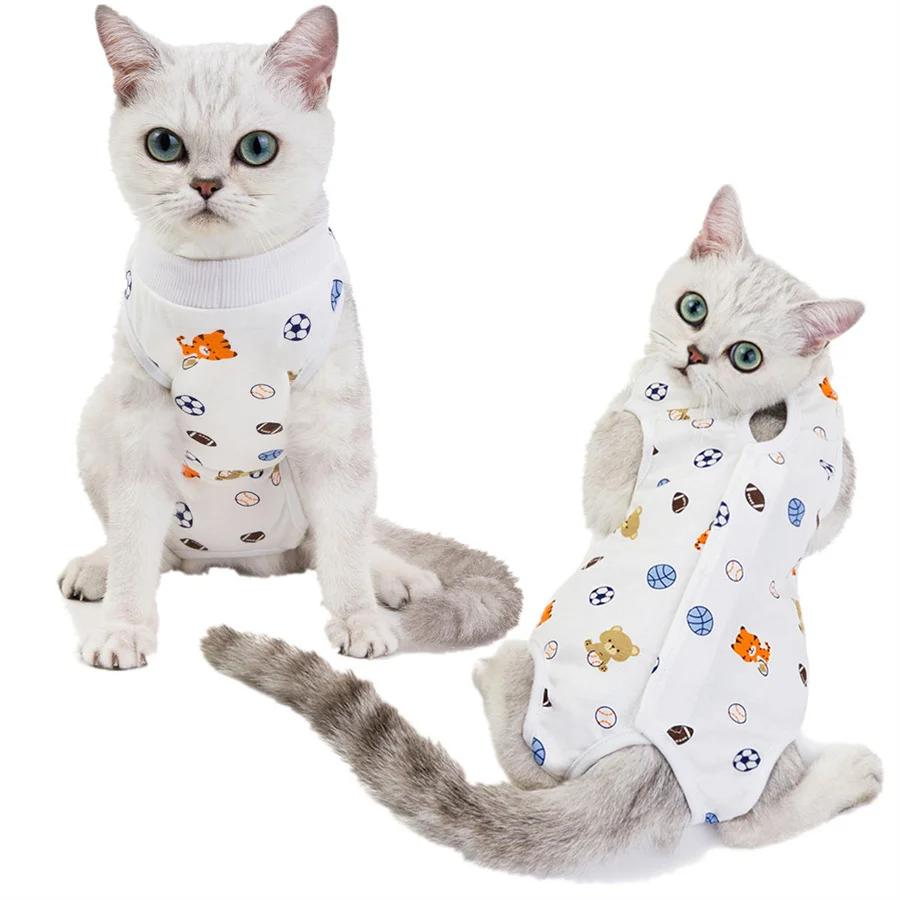 Cat Recovery Vest - Protective, Comfortable Post-Surgery Suit, Anti-Lick Knit Fabric, Easy Button Closure for Small Breeds