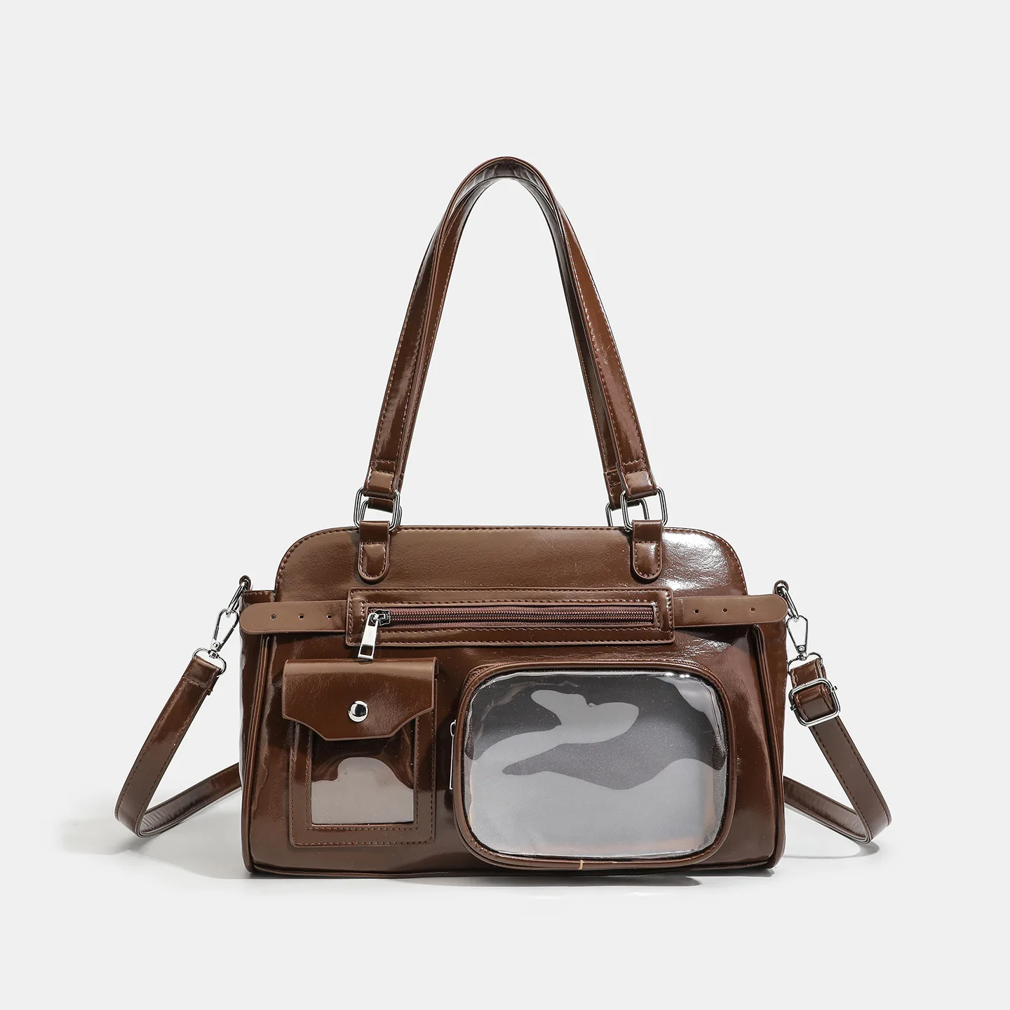 

Новая милая сумка Ita Y2K в стиле Харадзюку для девочек, прозрачный карман, большая вместительная сумка через плечо, Лолита, сделай сам, значок, дисплей, повседневные сумки на плечо