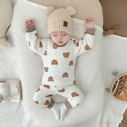 MILANCEL 0-3 Y Baby Pajamas Set Autumn Girl's Cartton Bear Sleepwear Suit Boys High Waist Home Clothing 2Pcs Baby Underwear