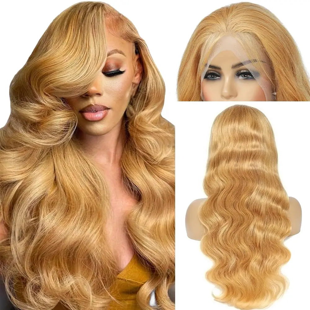

200% Density 30 Inch Honey Blonde 13x6 HD Lace Front Wig Human Hair Body Wave Lace Frontal Wigs Human Hair Pre Plucked 27#
