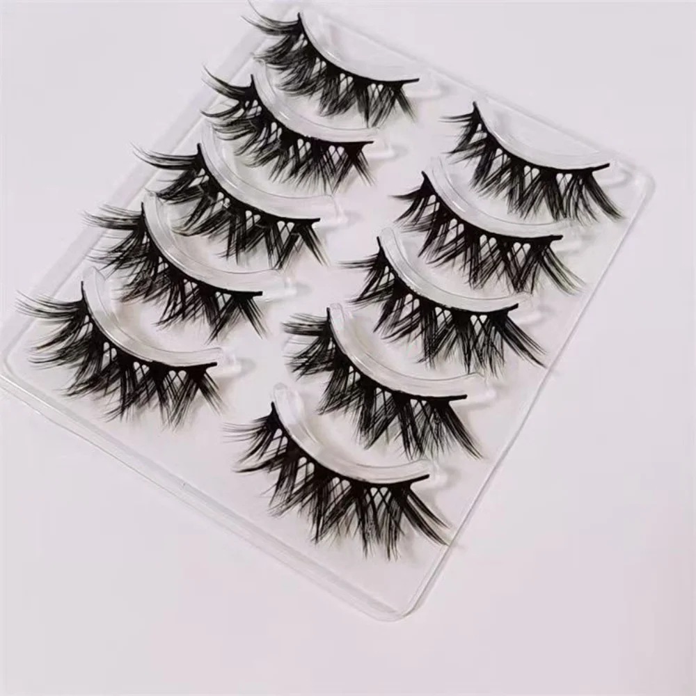 5 pairs of cartoon style fox eye makeup false eyelashes, super soft and slender, naturally curled and long