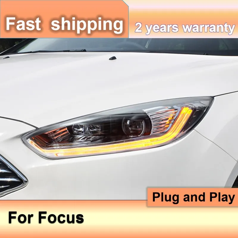 Car Accessories for Ford Focus Head Lights 2015-2018 Focus 3 Headlights DRL Turn Signal High Beam Projector Lens