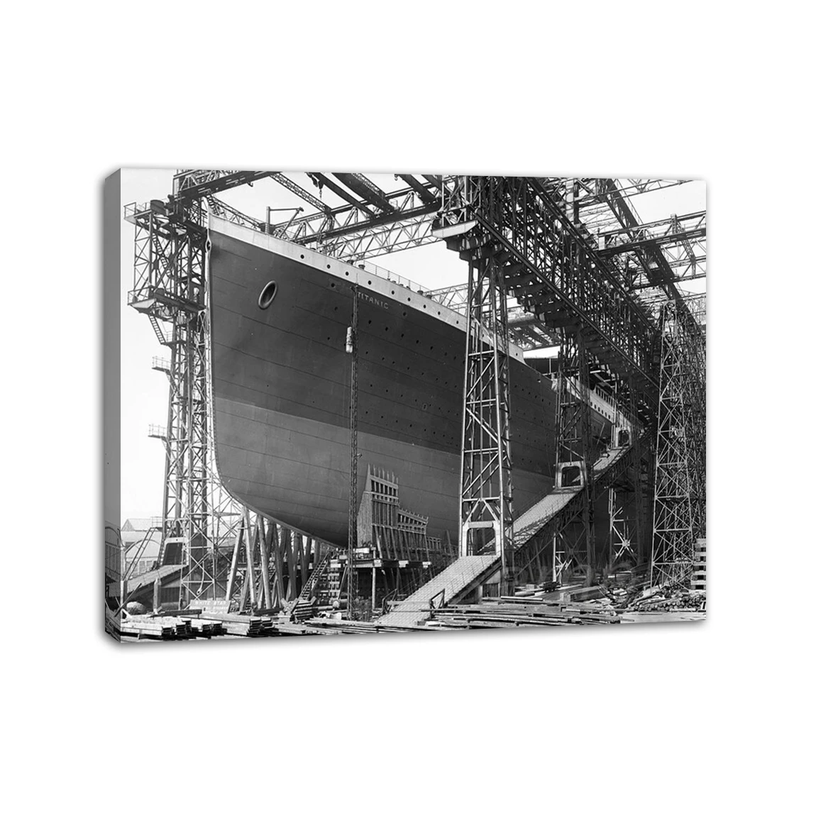 1911 Titanic Under Construction Framed Poster Print Home Decor Wall Art Painting Oil Canvas